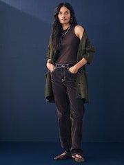 Olivno zelena - Sproščeno prileganje Oversized Longline Button Knitted pletena pletena jopa - Slika 4 iz 8