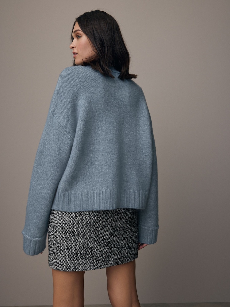 Blue Chambray Soft Touch Button Up Pocket Knitted Cardigan - Image 2 of 7