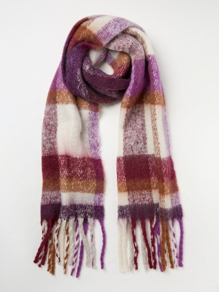 FatFace Purple Eva Check Scarf - Image 1 of 4