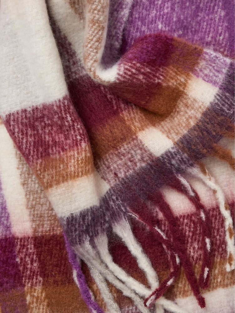 FatFace Purple Eva Check Scarf - Image 2 of 4