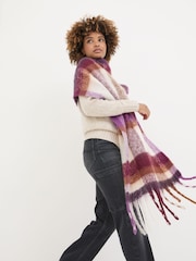 FatFace Purple Eva Check Scarf - Image 3 of 4
