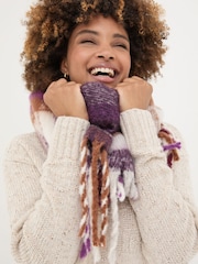 FatFace Purple Eva Check Scarf - Image 4 of 4