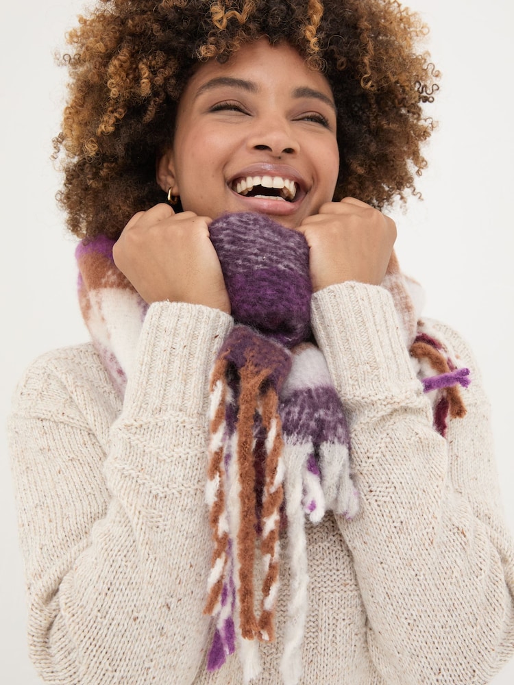 FatFace Purple Eva Check Scarf - Image 4 of 4