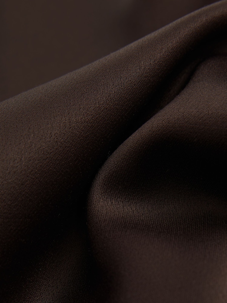 Reiss Chocolate Camille Atelier Satin Tunic Top with Wool - Image 5 of 5