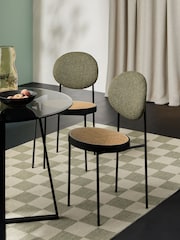MADE.COM Set of 2 Dark Green Boucle Rumana Dining Chairs - Image 1 of 6