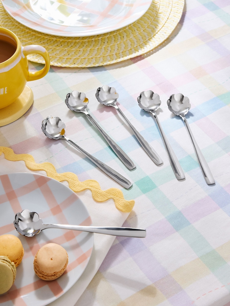 6 Piece Silver Daisy Teaspoon Set - Image 1 of 2