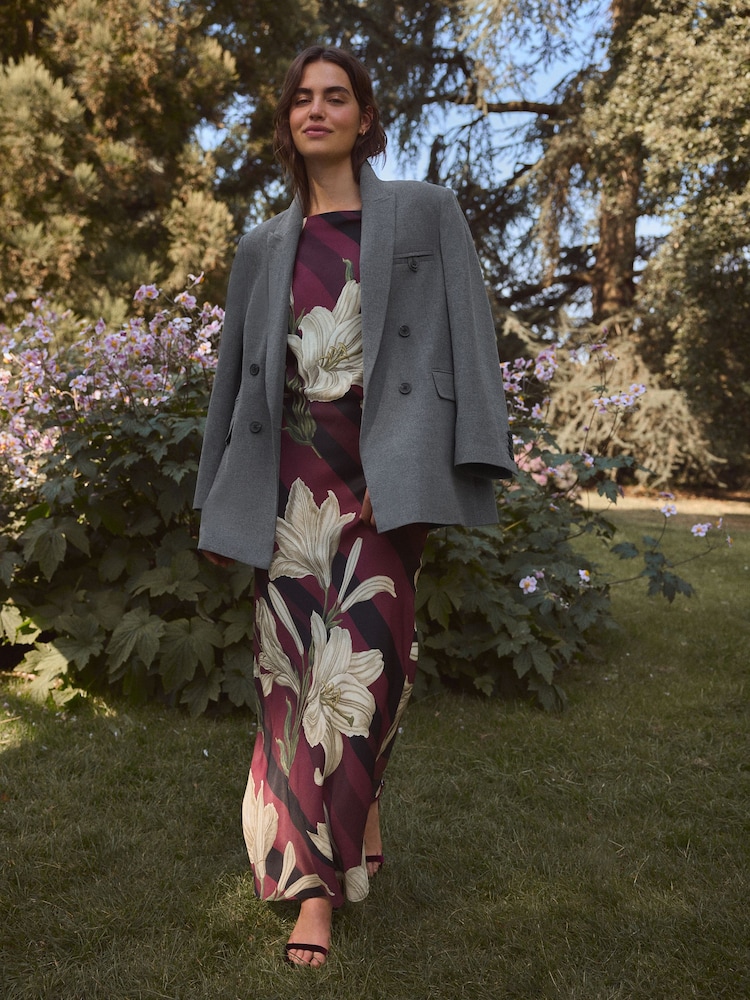 Purple/Black Stripe Floral Kew Collection Cowl Neck Maxi Dress - Image 2 of 5