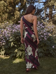 Purple/Black Stripe Floral Kew Collection Cowl Neck Maxi Dress - Image 3 of 5