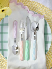 16 Piece Multi Pastel Wiggle Cutlery Set - Image 1 of 5