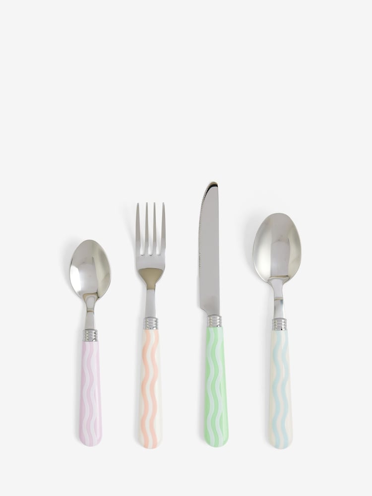 16 Piece Multi Pastel Wiggle Cutlery Set - Image 5 of 5