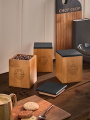 Wood/Black Bronx Set of 3 Storage Jar - Image 1 of 4