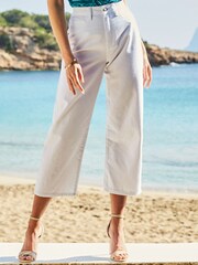 Sosandar White Denim Culotte 100% Cotton Jeans - Image 1 of 3