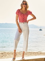 Sosandar White Denim Culotte 100% Cotton Jeans - Image 3 of 3