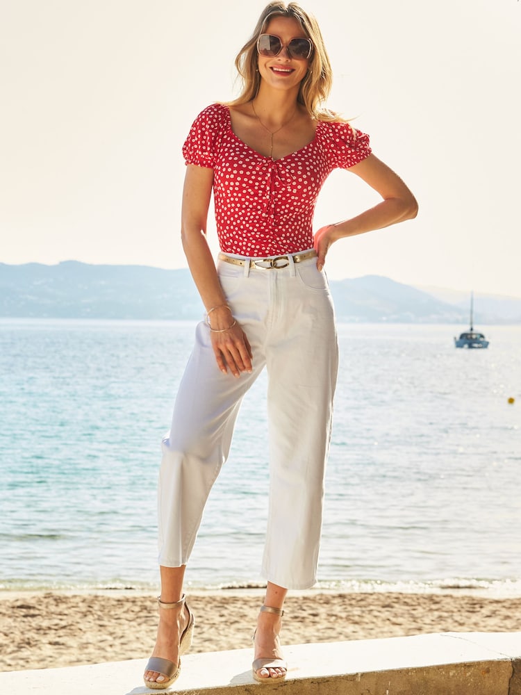 Sosandar White Denim Culotte 100% Cotton Jeans - Image 3 of 3