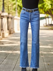 Sosandar Blue Raw Hem Kick Flare Jeans - Image 2 of 5