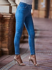 Sosandar Blue Braid Detail Skinny Jeans - Image 2 of 5