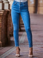 Sosandar Blue Braid Detail Skinny Jeans - Image 3 of 5