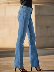 Sosandar Blue Mid Rise Bootcut Jeans - Image 3 of 5