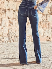 Sosandar Dark Blue Contour Waist Kick Flare Jeans - Image 4 of 5