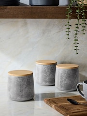Set of 3 Grey Marble Effect Storage Jars - Image 1 of 5