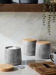 Set of 3 Grey Marble Effect Storage Jars - Image 2 of 5