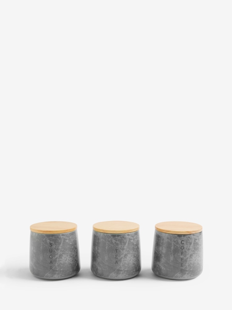 Set of 3 Grey Marble Effect Storage Jars - Image 4 of 5