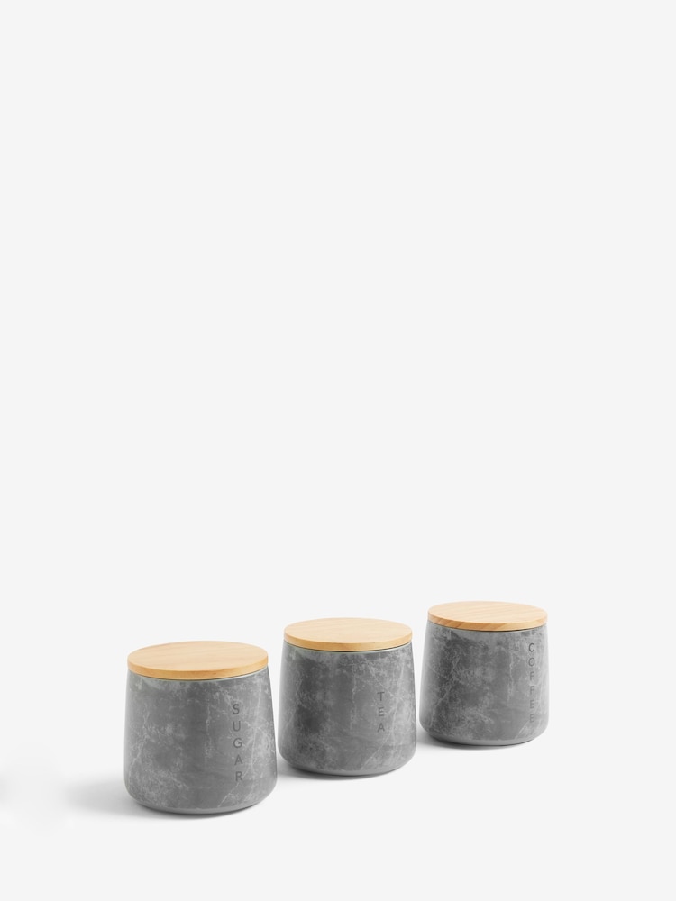 Set of 3 Grey Marble Effect Storage Jars - Image 5 of 5