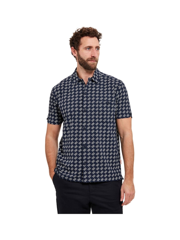 Sealskinz Blue Walsoken Short Sleeve UV Protection Wave Print Shirt - Image 1 of 6