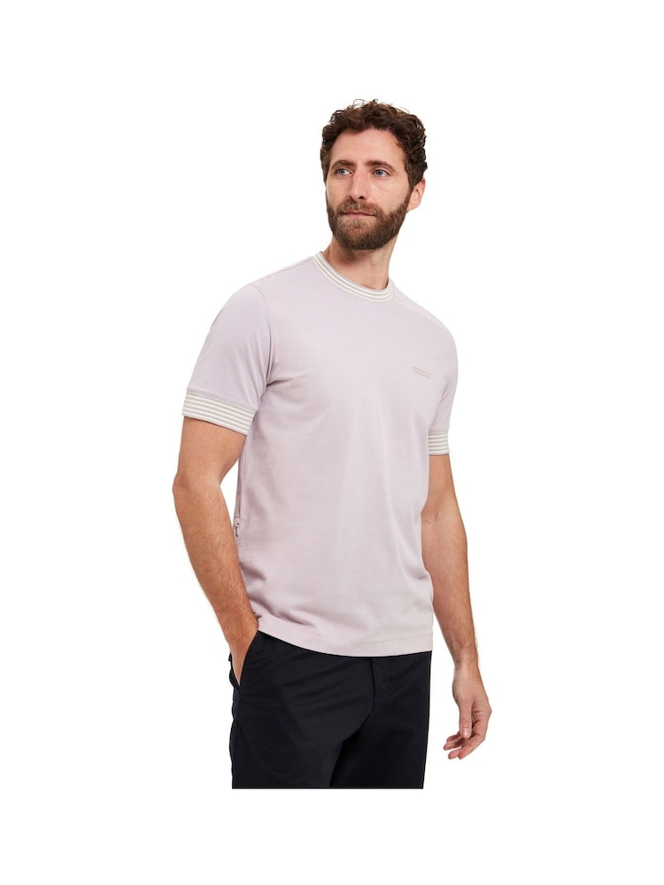 Sealskinz Purple Sisland T-Shirt with Stripe Neck And Cuffs - Image 1 of 6 Sealskinz Purple Sisland T-Shirt with Stripe Neck And Cuffs - Image 1 of 6