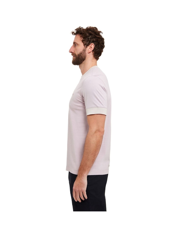 Sealskinz Purple Sisland T-Shirt with Stripe Neck And Cuffs - Image 2 of 6 Sealskinz Purple Sisland T-Shirt with Stripe Neck And Cuffs - Image 2 of 6