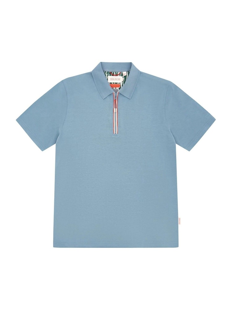 Sealskinz Blue Shipdham Polynosic Zip Polo Shirt - Image 6 of 6