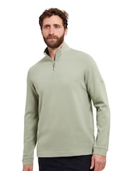 Sealskinz Green Forncett Long Sleeve Quarter Zip Waffle Polo Shirt - Image 1 of 5
