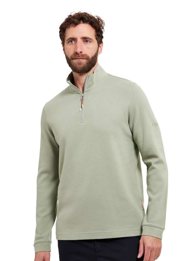 Sealskinz Green Forncett Long Sleeve Quarter Zip Waffle Polo Shirt - Image 1 of 5 Sealskinz Green Forncett Long Sleeve Quarter Zip Waffle Polo Shirt - Image 1 of 5