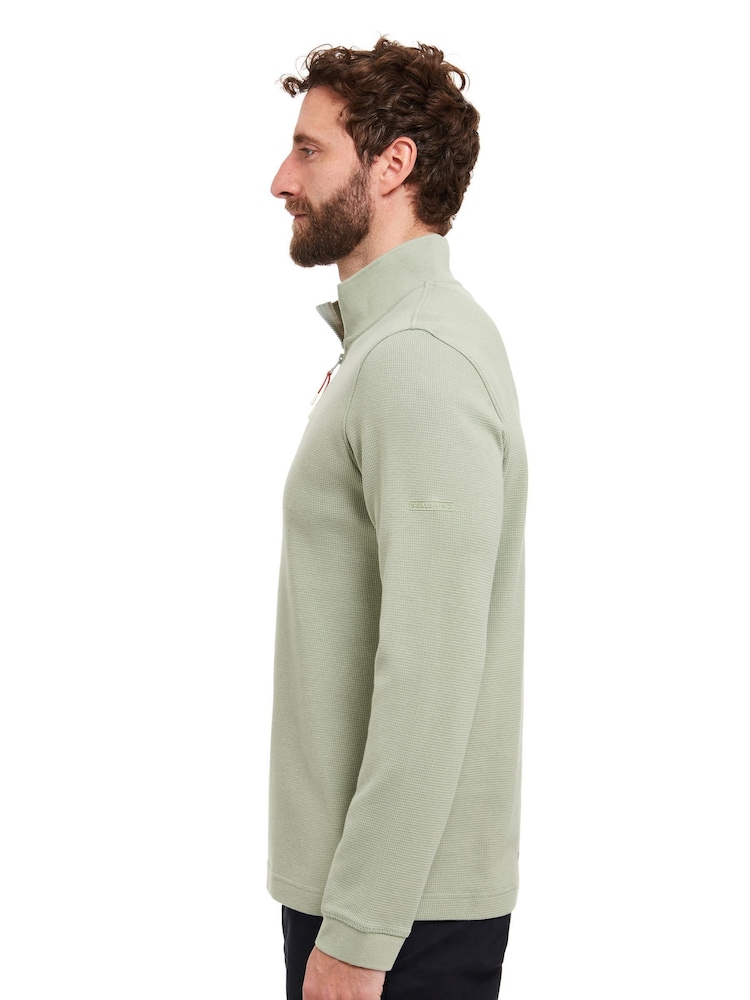 Sealskinz Green Forncett Long Sleeve Quarter Zip Waffle Polo Shirt - Image 2 of 5