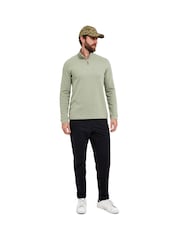 Sealskinz Green Forncett Long Sleeve Quarter Zip Waffle Polo Shirt - Image 5 of 5