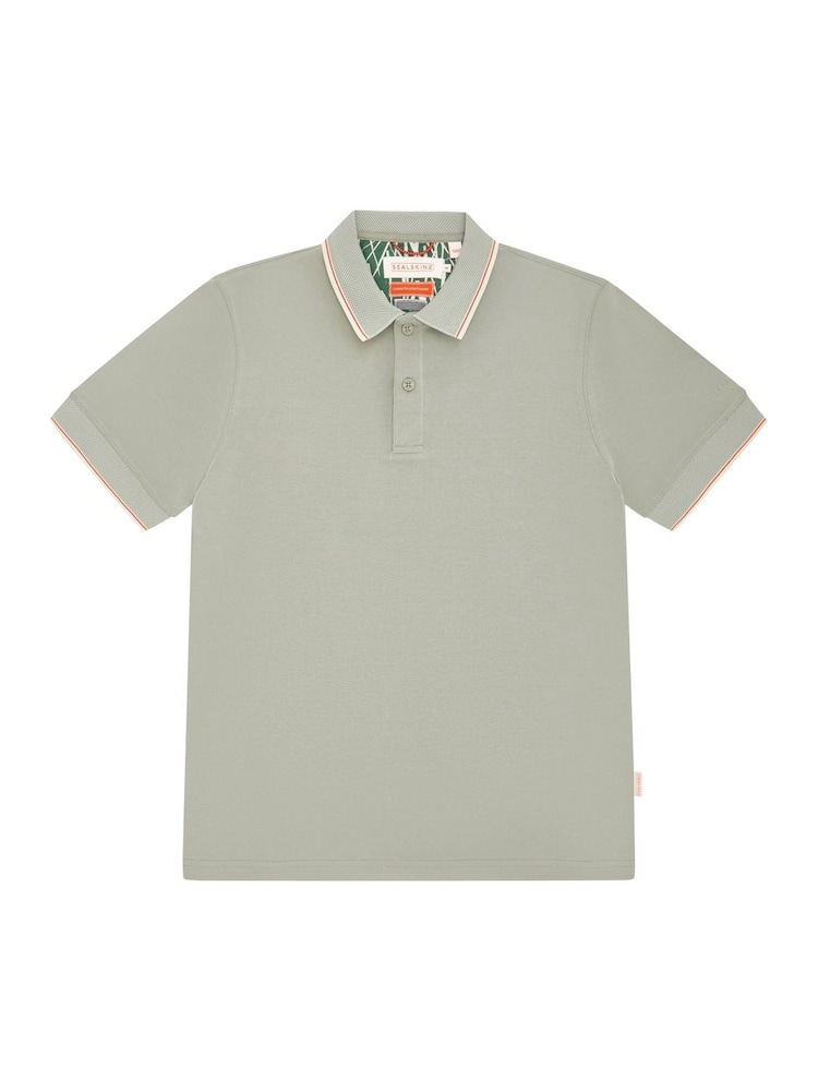 Sealskinz Green Stalham Polynosic Tipped Collar Polo Shirt - Image 6 of 6 Sealskinz Green Stalham Polynosic Tipped Collar Polo Shirt - Image 6 of 6