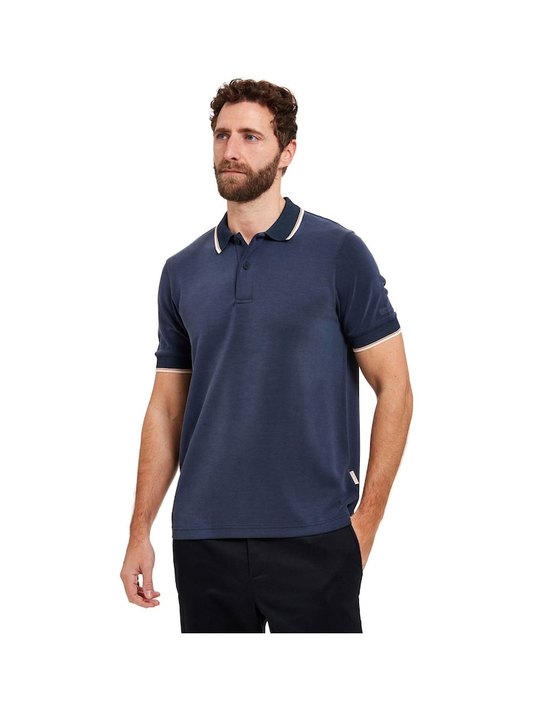 Sealskinz Blue Stalham Polynosic Tipped Collar Polo Shirt - Image 1 of 6