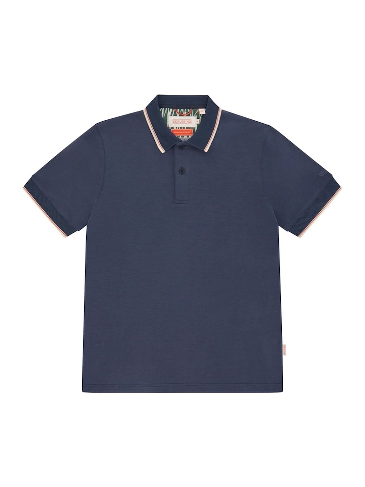 Sealskinz Blue Stalham Polynosic Tipped Collar Polo Shirt - Image 6 of 6