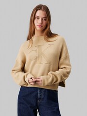Calvin Klein Jeans Green Logo Intarsia Regular Fit Sweater - Image 1 of 5