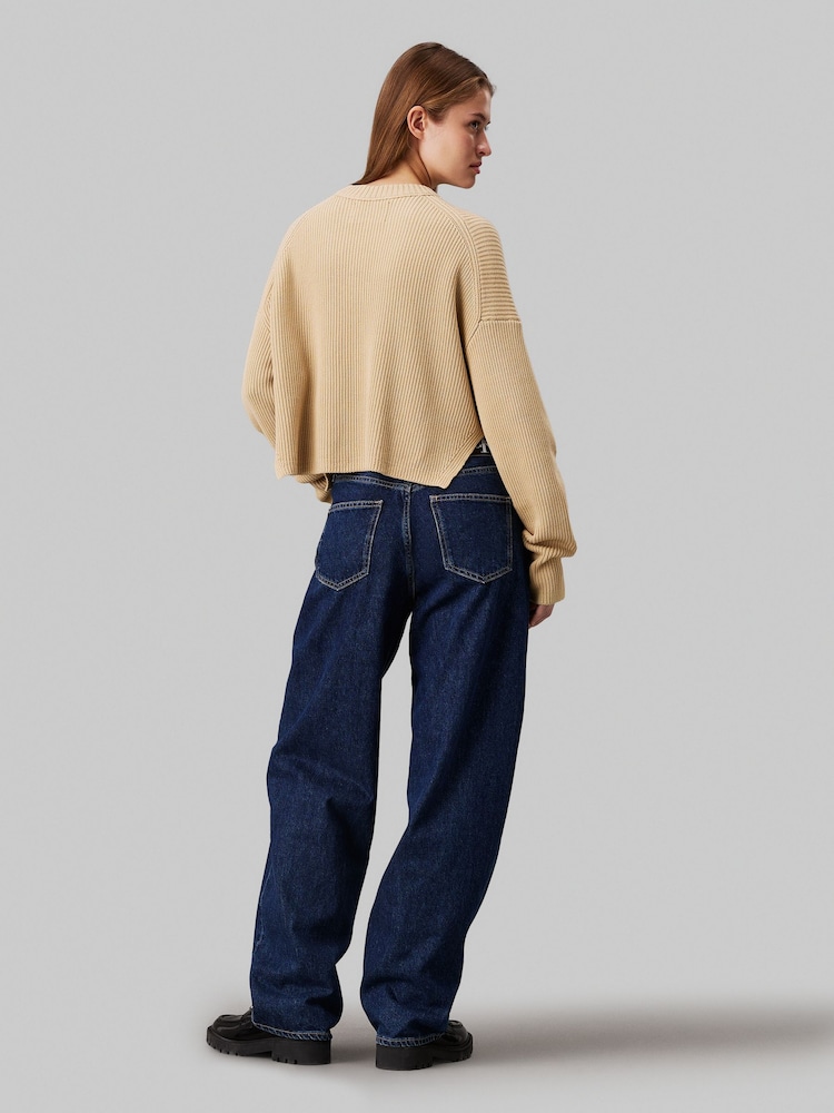Calvin Klein Jeans Green Logo Intarsia Regular Fit Sweater - Image 2 of 5