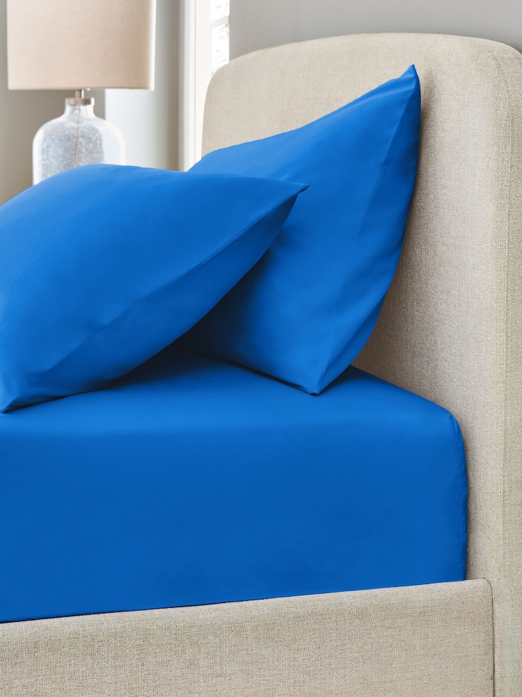 Blue Pure 144 Thread Extra Deep Fitted Count 100% Cotton Sheet - Image 1 of 3