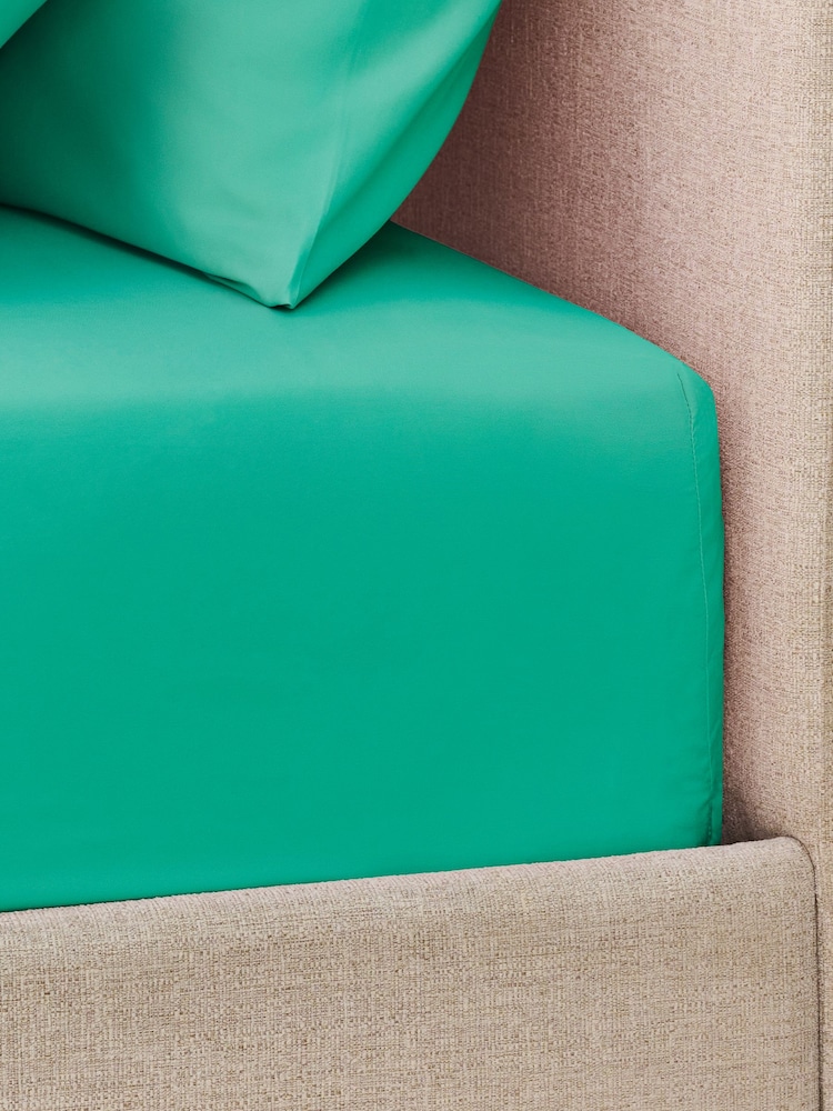 Green Pure 144 Thread Extra Deep Fitted Count 100% Cotton Sheet - Image 2 of 3