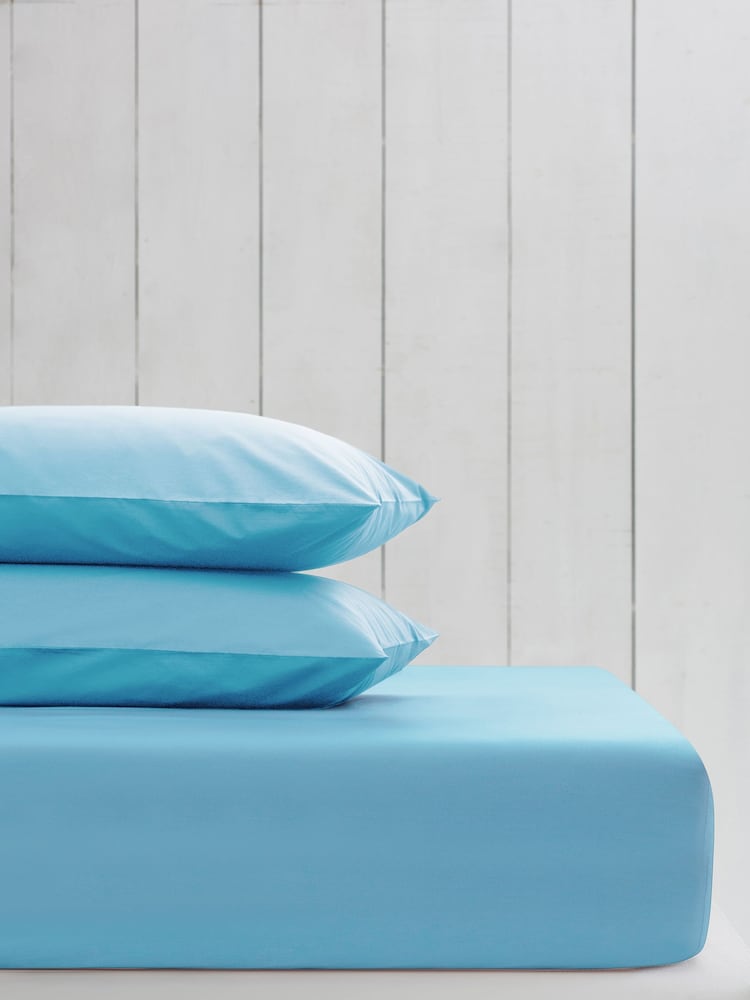 Blue Pale Sky Cotton Rich Extra Deep Fitted Sheet - Image 1 of 1 Blue Pale Sky Cotton Rich Extra Deep Fitted Sheet - Image 1 of 1