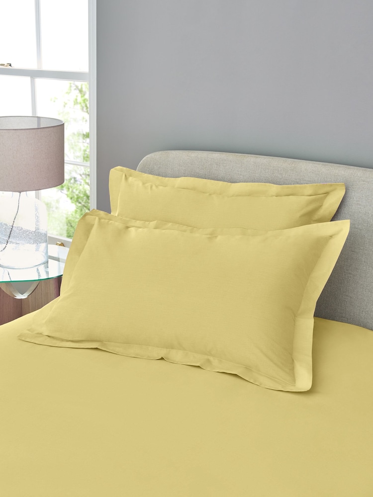 Set of 2 Yellow Pure 144 Thread Count 100% Cotton Pillowcases - Image 1 of 4 Set of 2 Yellow Pure 144 Thread Count 100% Cotton Pillowcases - Image 1 of 4