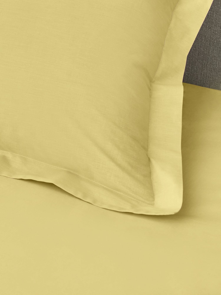 Set of 2 Yellow Pure 144 Thread Count 100% Cotton Pillowcases - Image 2 of 4 Set of 2 Yellow Pure 144 Thread Count 100% Cotton Pillowcases - Image 2 of 4
