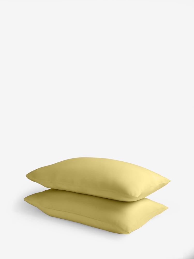 Set of 2 Yellow Pure 144 Thread Count 100% Cotton Pillowcases - Image 3 of 4
