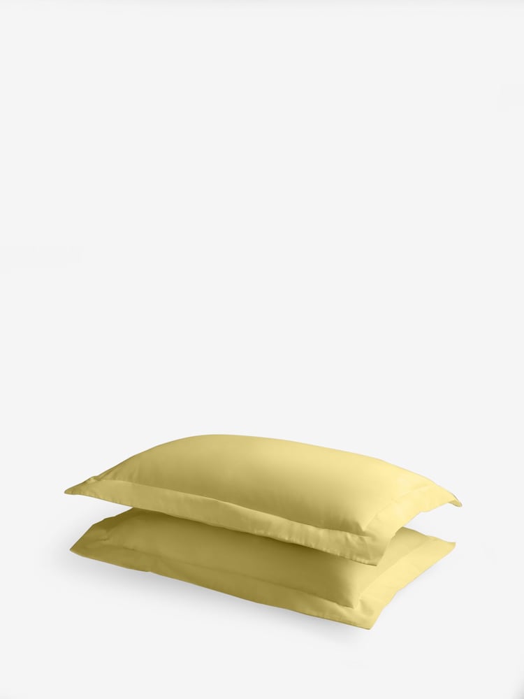 Set of 2 Yellow Pure 144 Thread Count 100% Cotton Pillowcases - Image 4 of 4 Set of 2 Yellow Pure 144 Thread Count 100% Cotton Pillowcases - Image 4 of 4