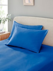 Set of 2 Blue Pure 144 Thread Count 100% Cotton Pillowcases - Image 1 of 3