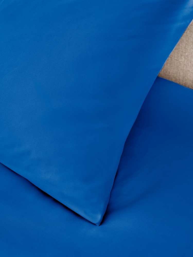 Set of 2 Blue Pure 144 Thread Count 100% Cotton Pillowcases - Image 2 of 3