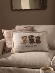 Natural Embroidered Cockapoo Trio Cushion - Image 1 of 5